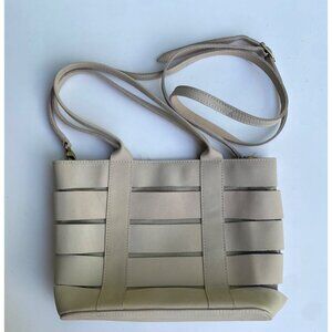 Bembien Lucia Leather Satchel in Cream Nubuck Leather Panels 11 x 8 x 4